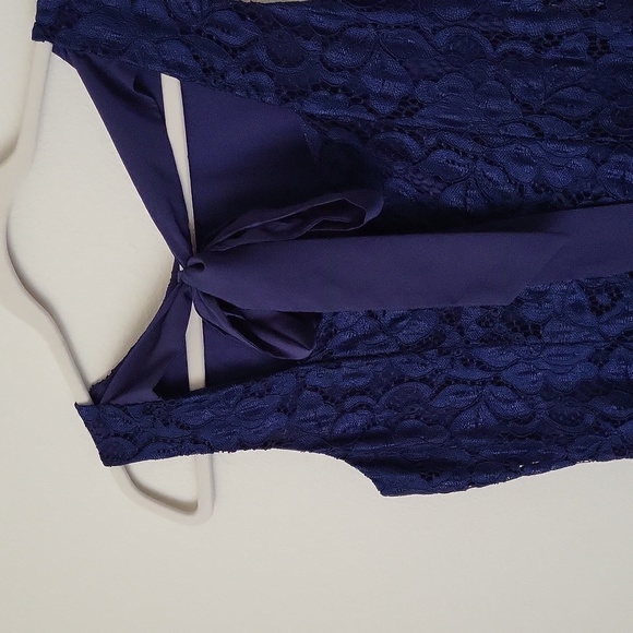 SAM EDELMAN Blue Lace Dress Sleeveless Sheath Tie Bow Back - Picture 4 of 9